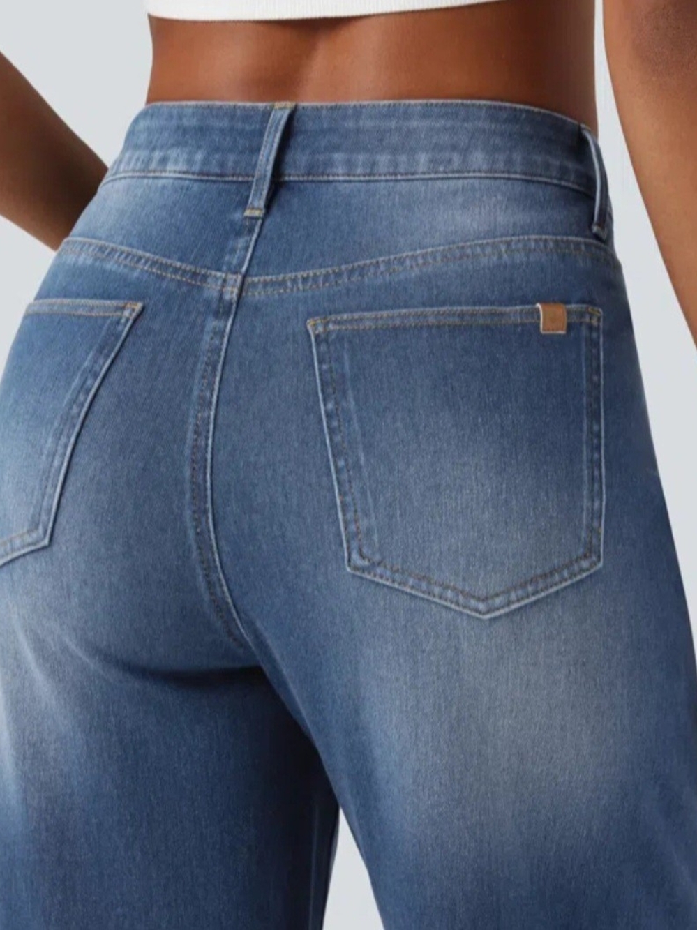 Wide Leg Blue Women's Jeans - Picture 5 of 10